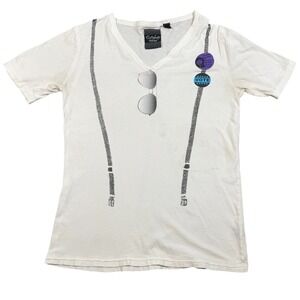 Civil Society T-Shirt Mens Medium White Suspenders Sunglasses Graphic Rare 2008